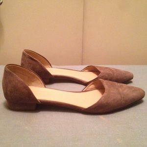 J. Crew Grey Suede D'Orsay Ballet Flat
